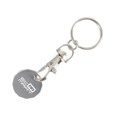 Silver metal trolley coin keyring