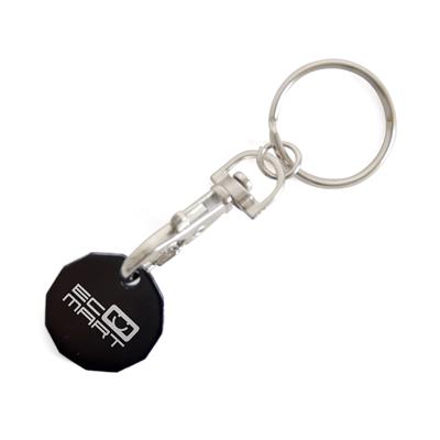 Black metal trolley coin keyring