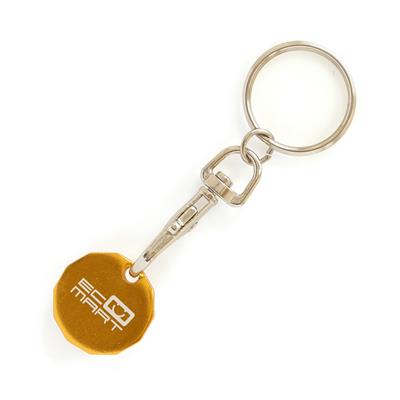 Gold metal trolley coin keyring