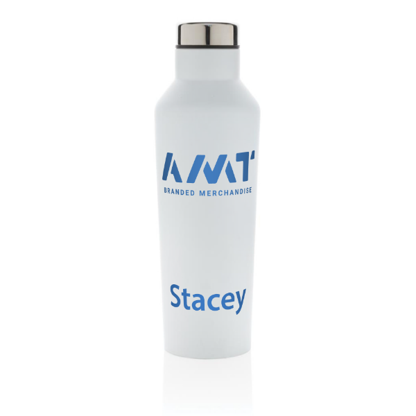 modern vacuum water bottle branded with logo and individual name