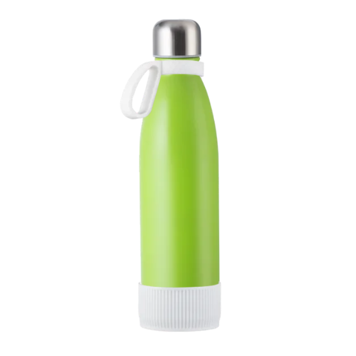 Green myTOULON drinking bottle with White ring and White sleeve