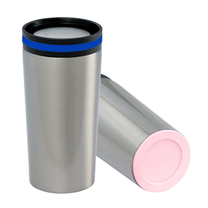 Thermo mug RETUMBLER with Blue ring and Rose base