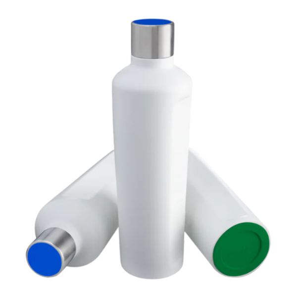 White Thermo Drinking Bottle with Blue lid and Green base