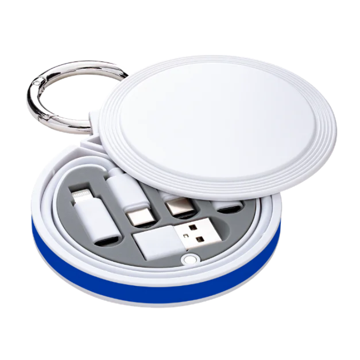 White 6-in-1 Charging Cable with Blue ring