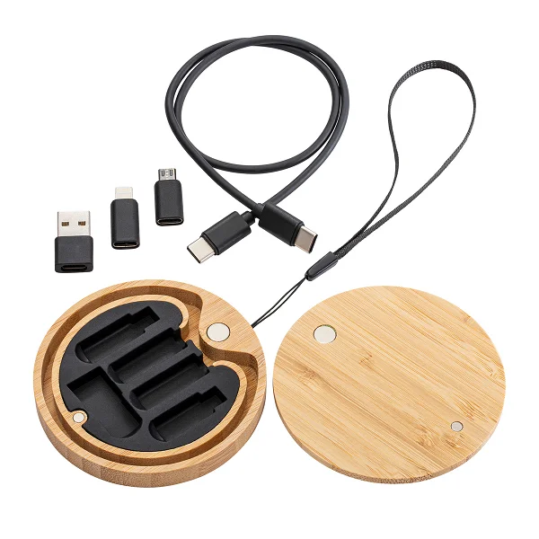 Components of 	Bamboo 6-in-1 Charging Cable