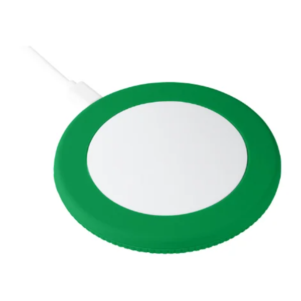 White myMATOLA wireless charger with green silicone ring