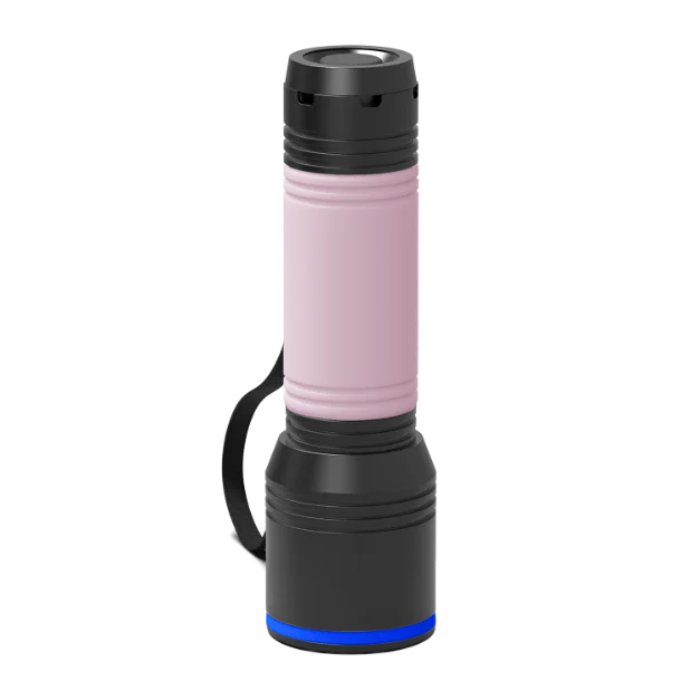 Black Torch REEVES-myFLASH with rose silicone sleeve and blue ring