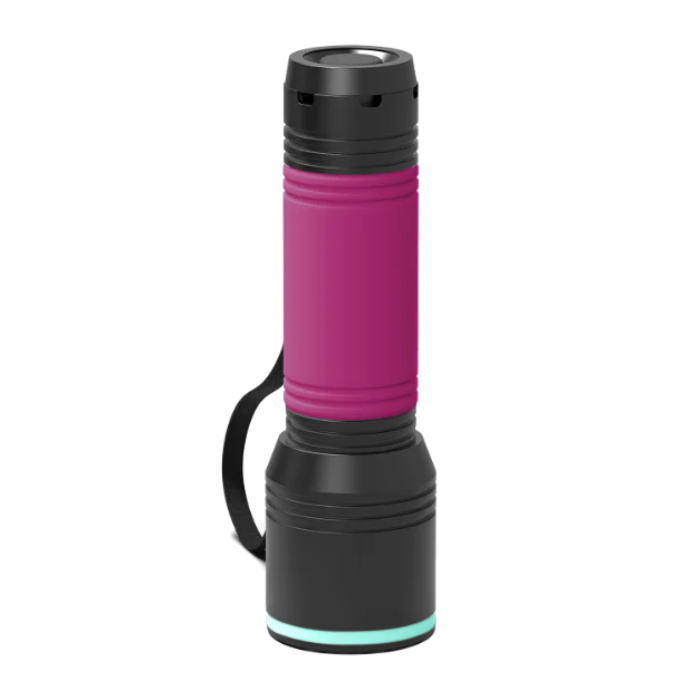 Black Torch REEVES-myFLASH with magenta silicone sleeve and mint ring