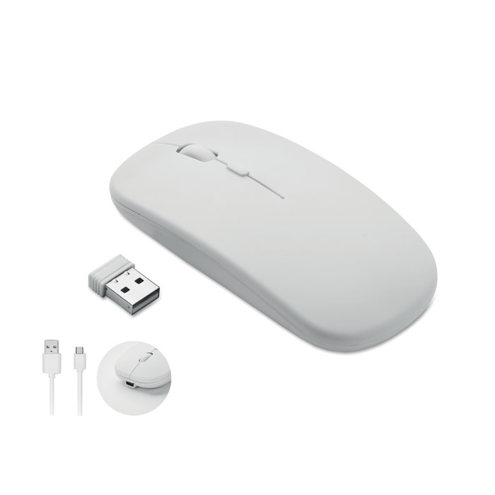 Wireless rechargeable optical mouse in recycled ABS with components