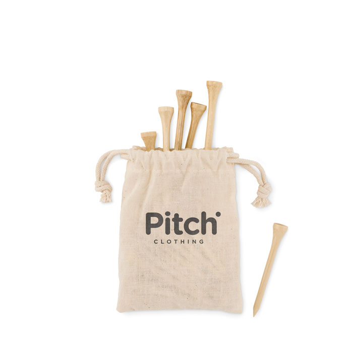 Bamboo Golf Tees in Organic Cotton Drawstring Bag