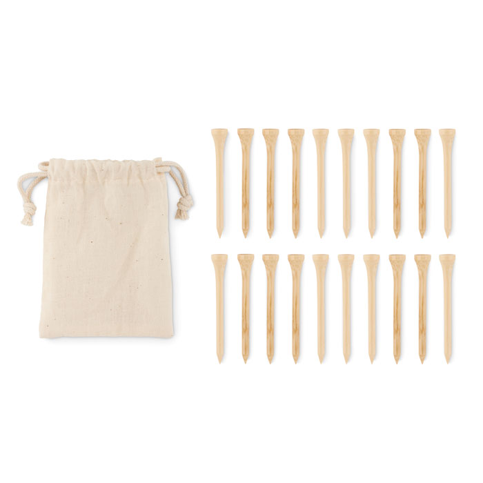 Bamboo Golf Tees and Organic Cotton Drawstring Bag	