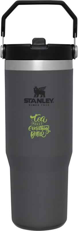 Stanley 890 ml IceFlow™ flip straw tumbler in Charcoal with print