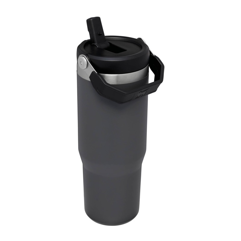 Back of Stanley 890 ml IceFlow™ flip straw tumbler in Charcoal