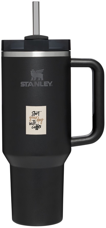 Stanley Quencher H2.0 1200 ml tumbler in Black with print