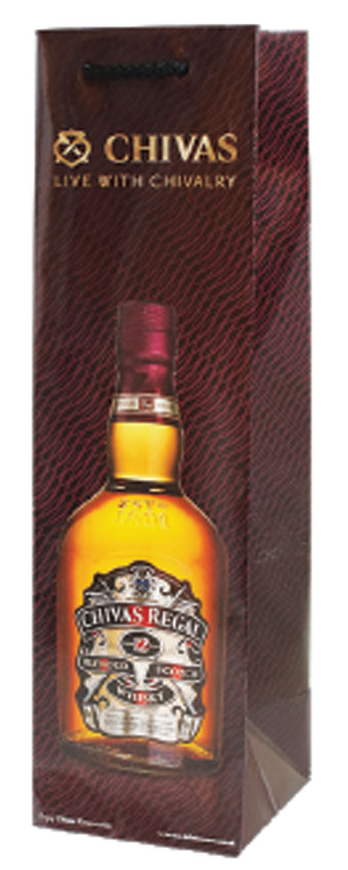 rope handle bottle bag with Chivas Regal design