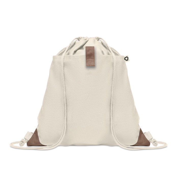 Drawstring bag made from recycled cotton in white