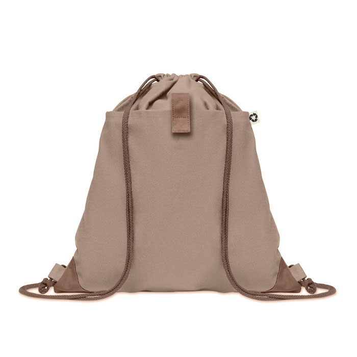 Drawstring bag made from recycled cotton in beige