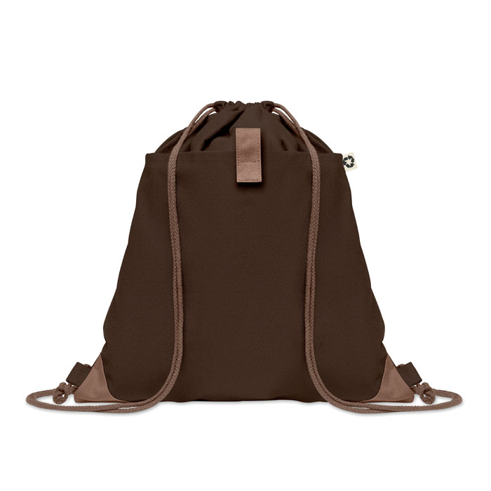 Drawstring bag made from recycled cotton in chocolate