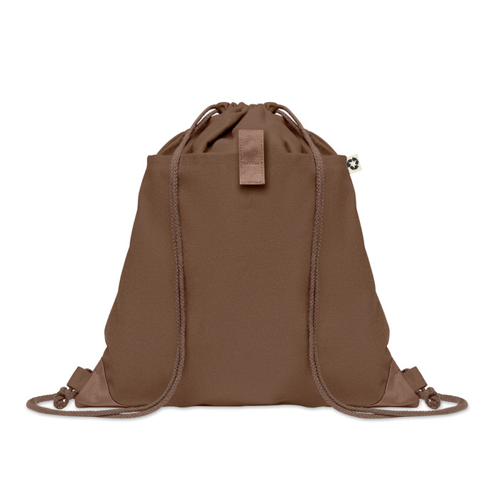 Drawstring bag made from recycled cotton in brown