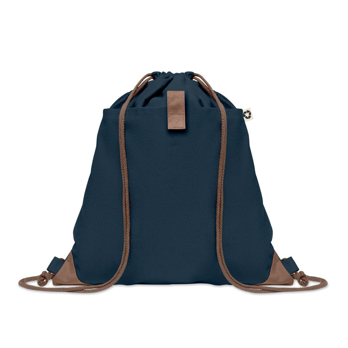 Drawstring bag made from recycled cotton in navy