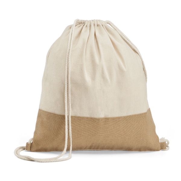 Cotton drawstring bag with imitation jute band