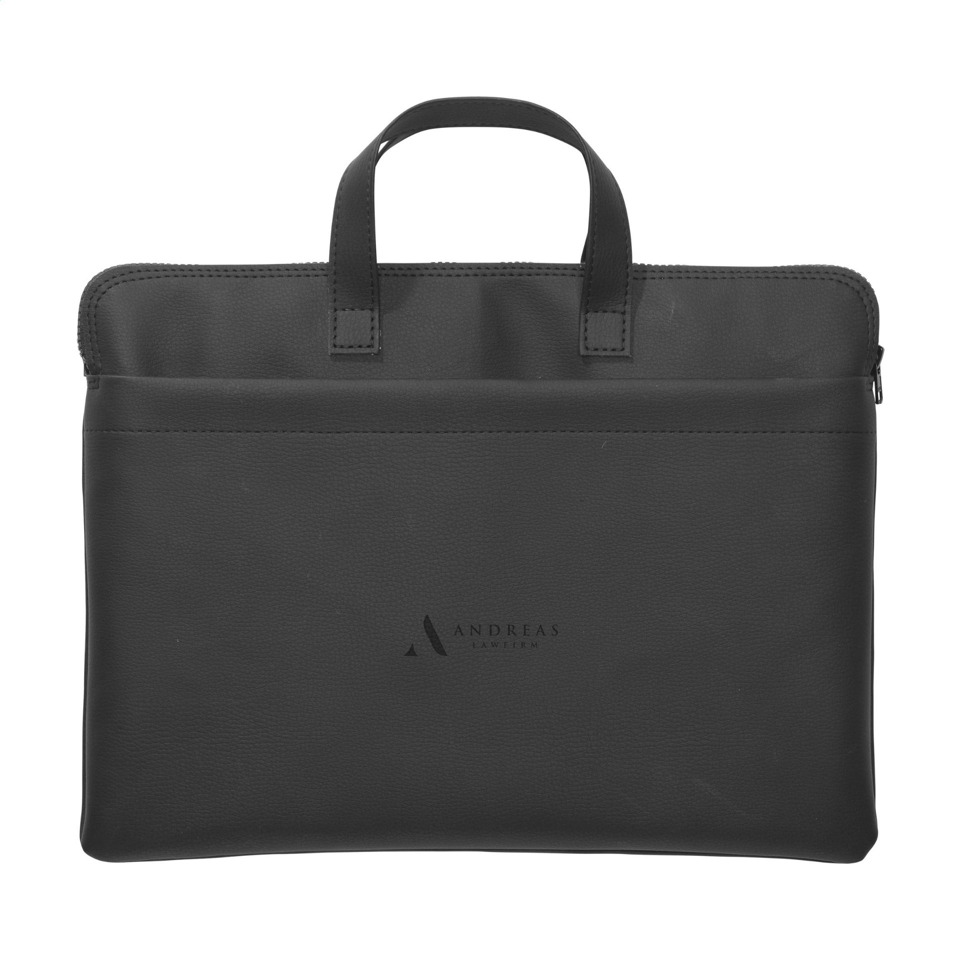 Black Apple Leather Laptop Bag with print