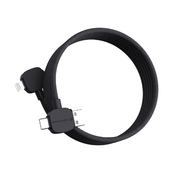 Tangle Free RPET Charging Cable in Black 