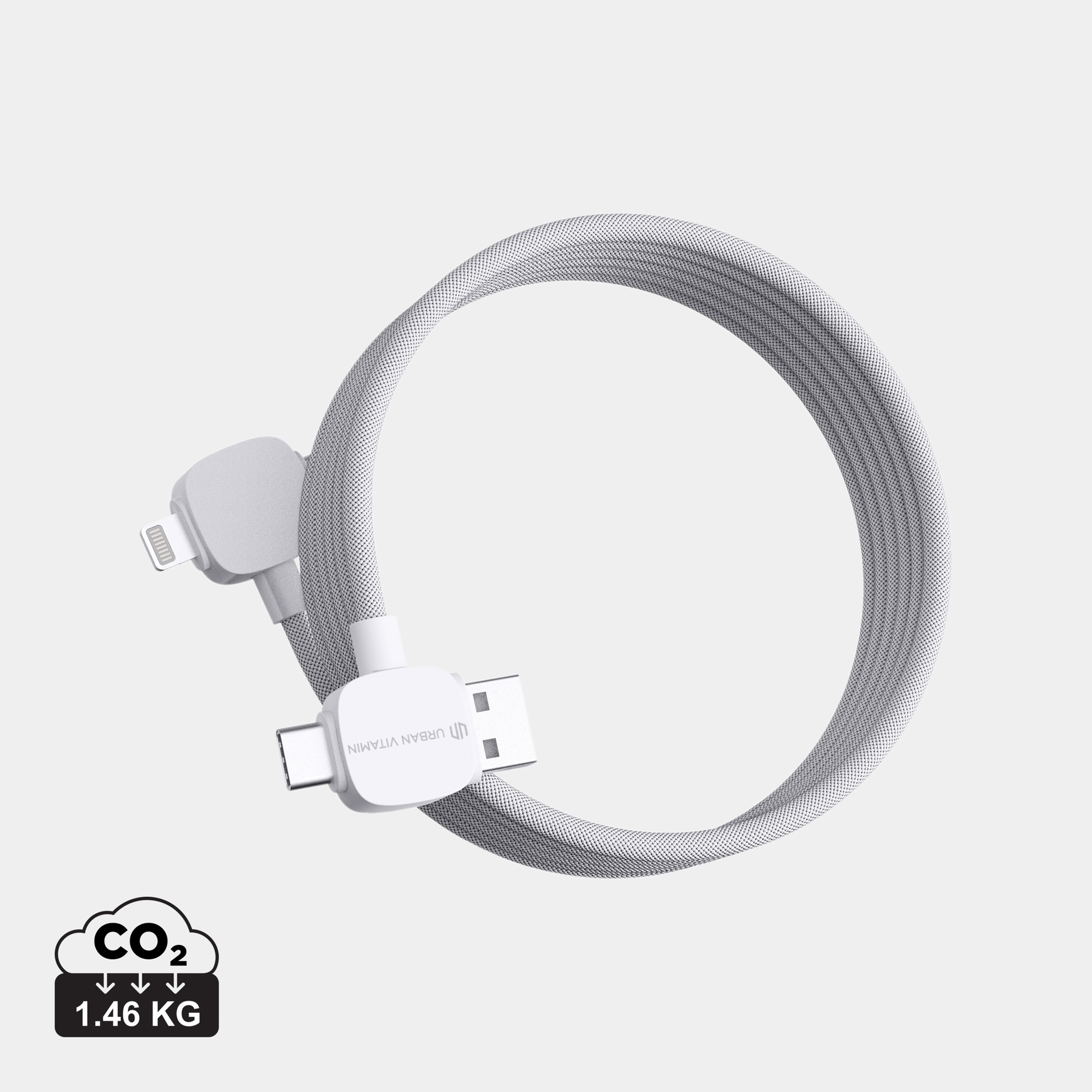 Tangle Free RPET Charging Cable in White