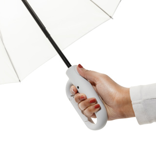 White Carabiner Clip Umbrella in use