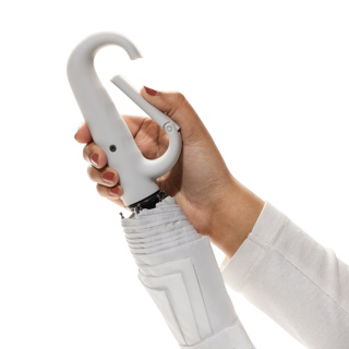 White Carabiner Clip Umbrella with open clip